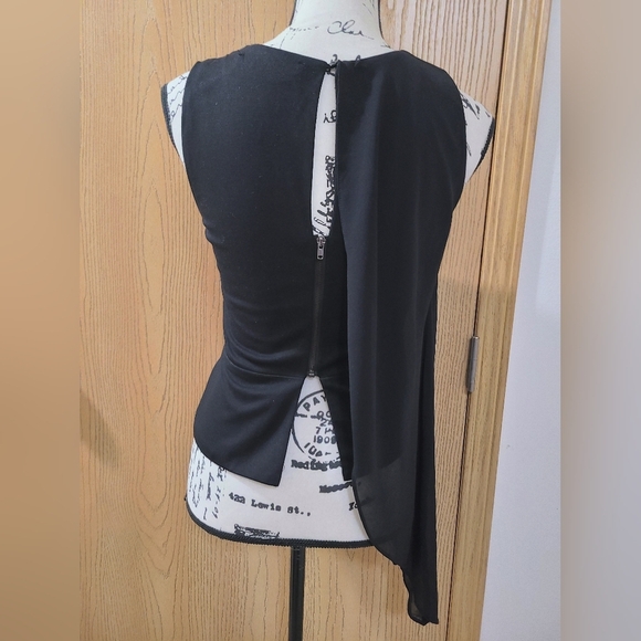 Akira Chicago Black Label asymmetrical sheer drape cutout side sexy club top - Picture 3 of 4